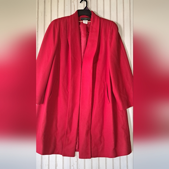 Harve Benard Jackets & Blazers - Ladies Harve' Benard Vtg Red Wool Coat Sleeved Cape Lined 18W Holidays Christmas